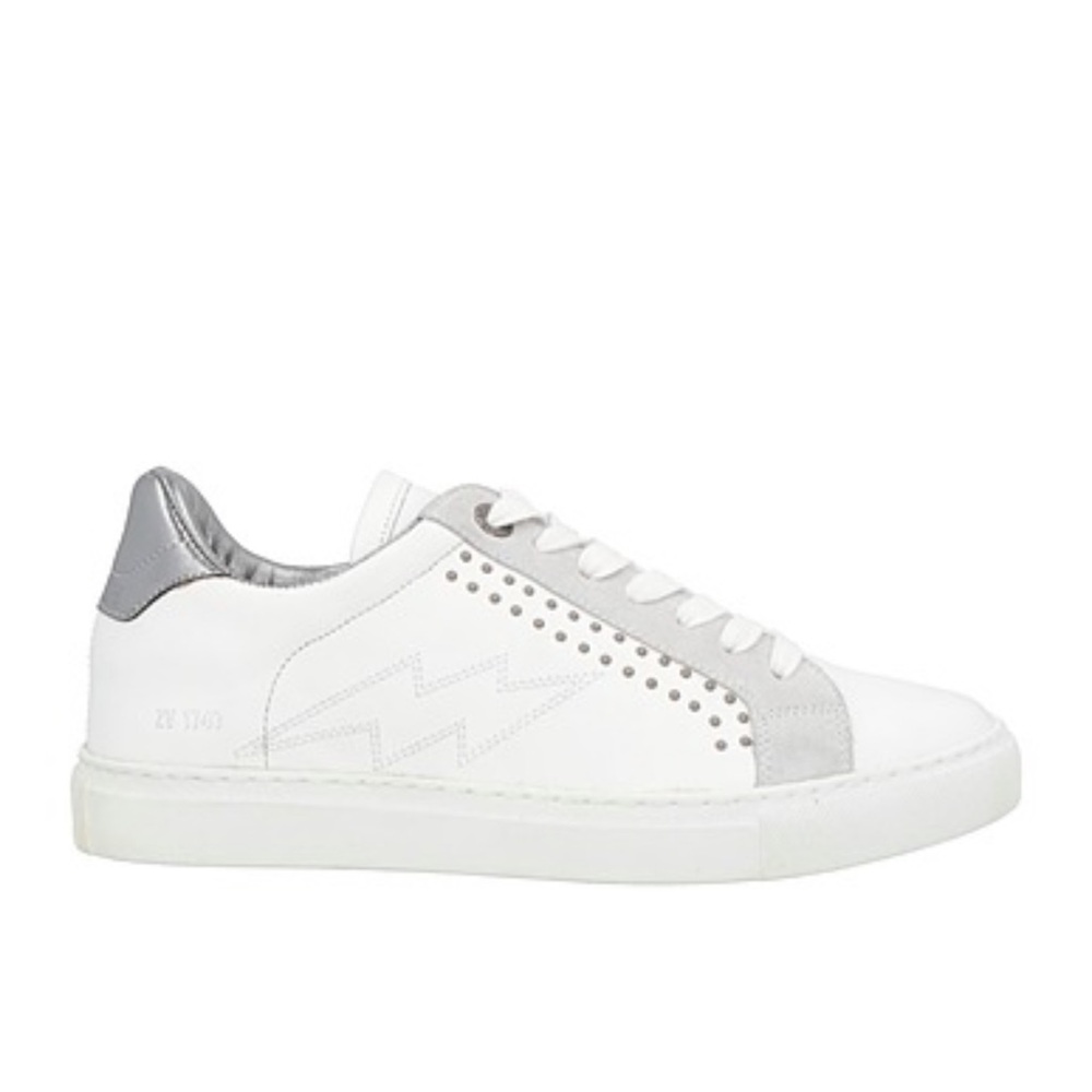 Zadig & Voltaire Paris Zv1747 Studded Leather Low-Top Sneaker White EU 37